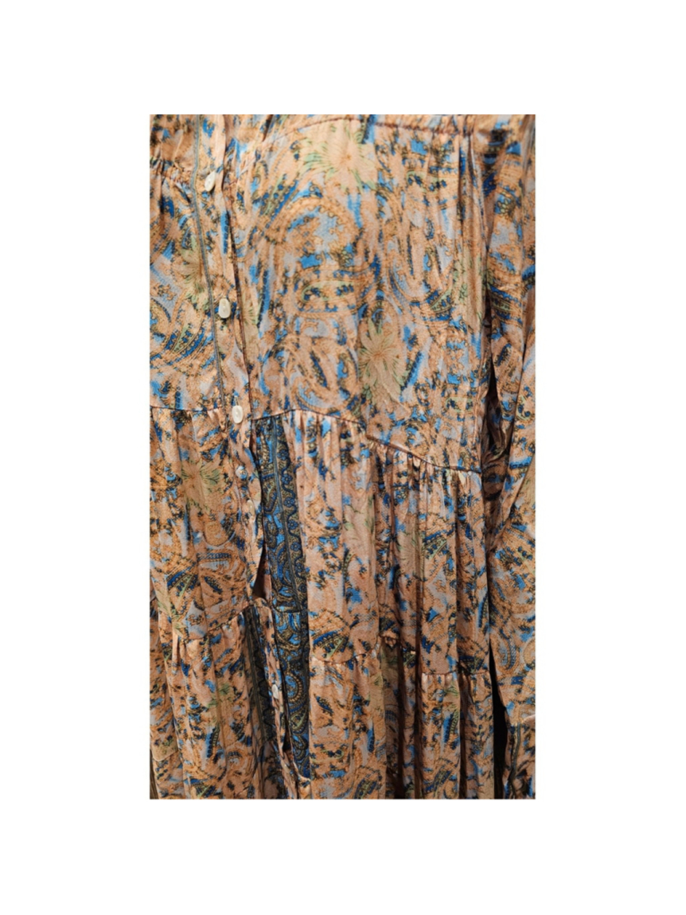 NWT Karma Highway Multicolor Paisley Boho button up Maxi Dress OS milk maid - Picture 5 of 9